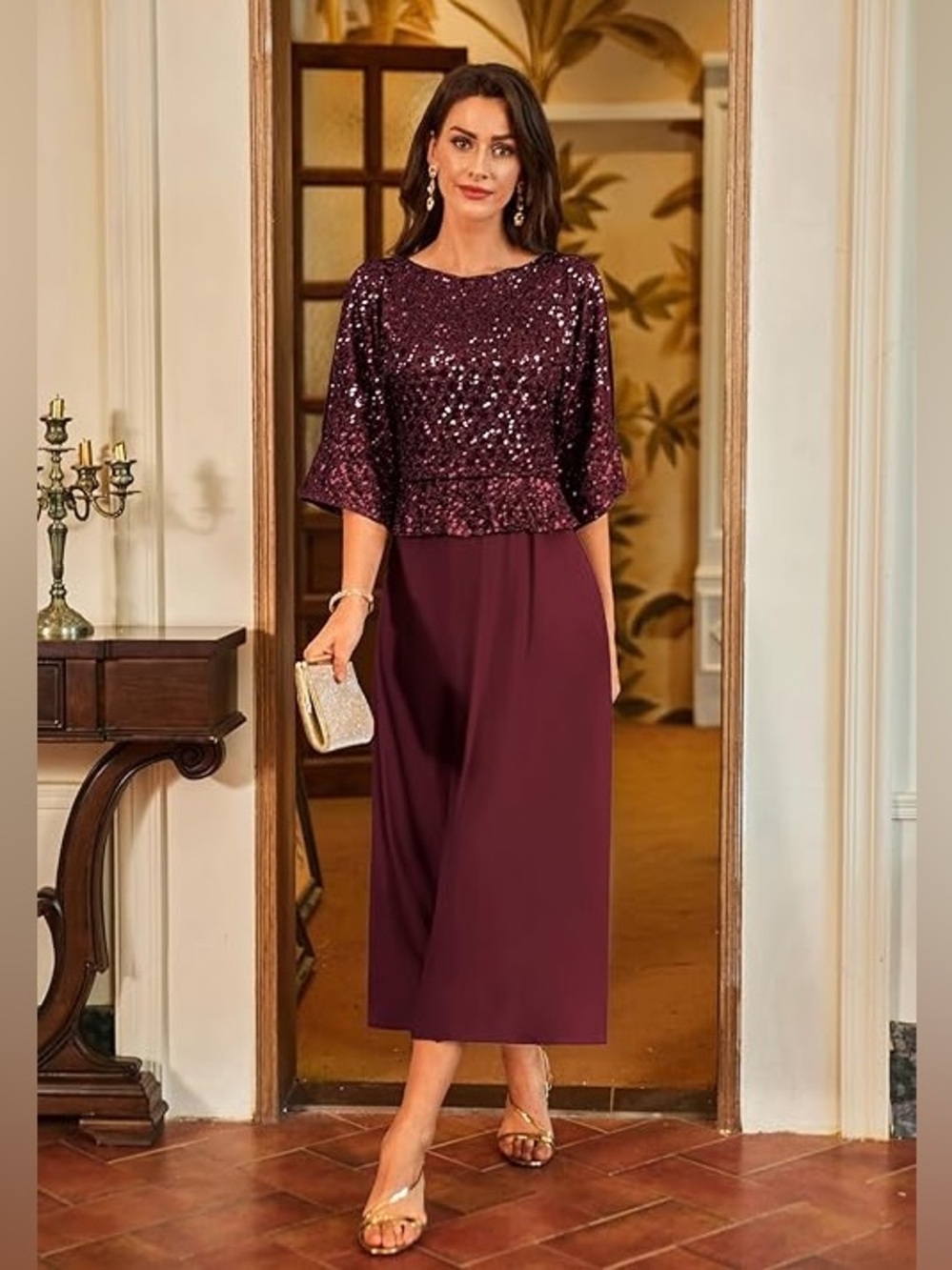 GRACE KARIN Sequin Dress for Women. Wedding Formal Chiffon Evening Gown. Size:XL - Picture 2 of 8